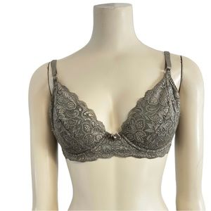 Belle Soiree Vintage Lace Underwire Bra Womens Size 36C Taupe‎ Gray